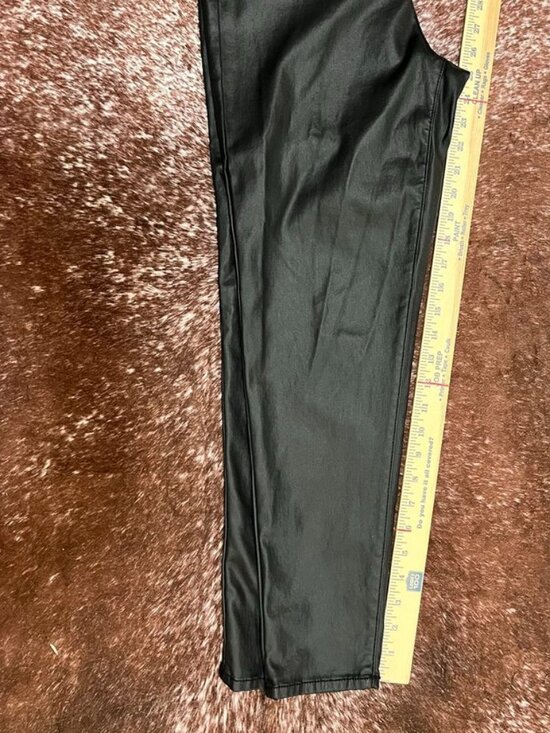 Social Standard Coated Faux Leather Ankle Skinny Pants Black 14 - Picture 9 of 10